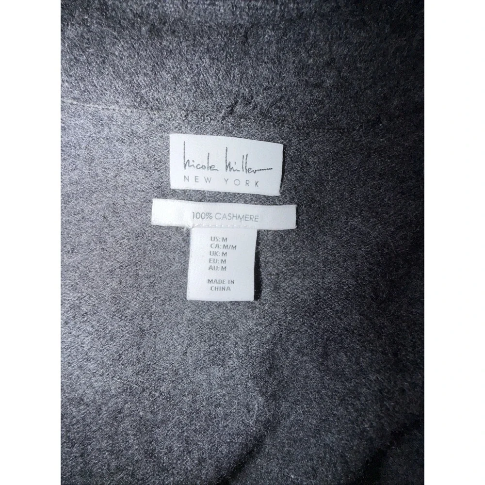 Nicole Miller 100% Cashmere Dark Gray Open Front Cardigan Women's Size M